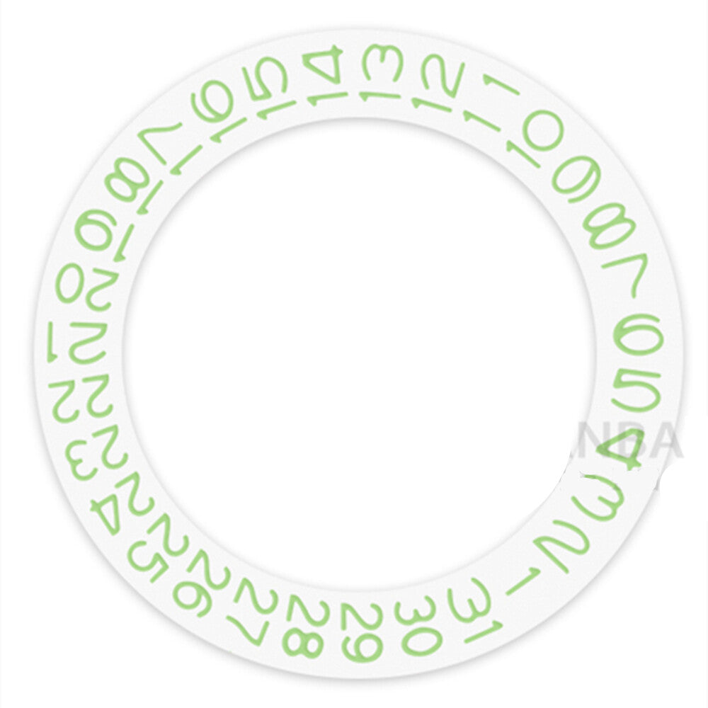 Disque de date à fond blanc et caractères vert clair pour Seiko NH35 NH36