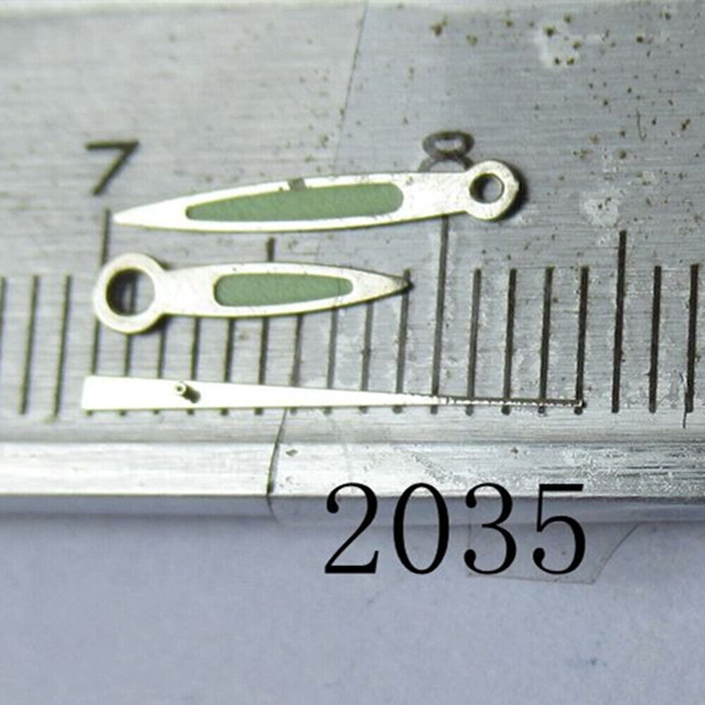 Silver trim green lume arrow shape watch hand for Miyota 2035 movement