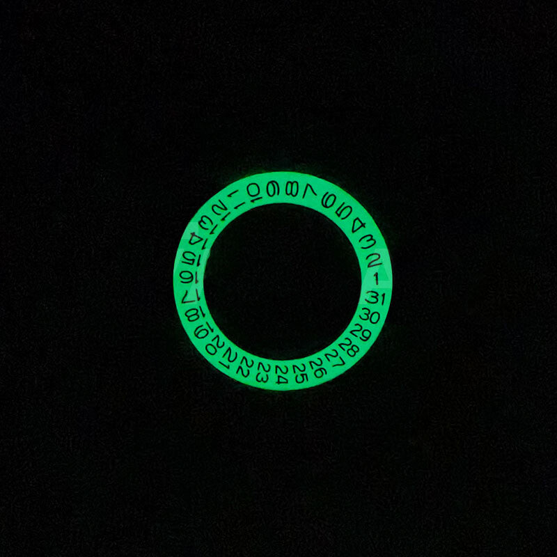 Luminous date disk wheel for NH35 movement, displaying date at 3 o'clock, compatible with watch parts.