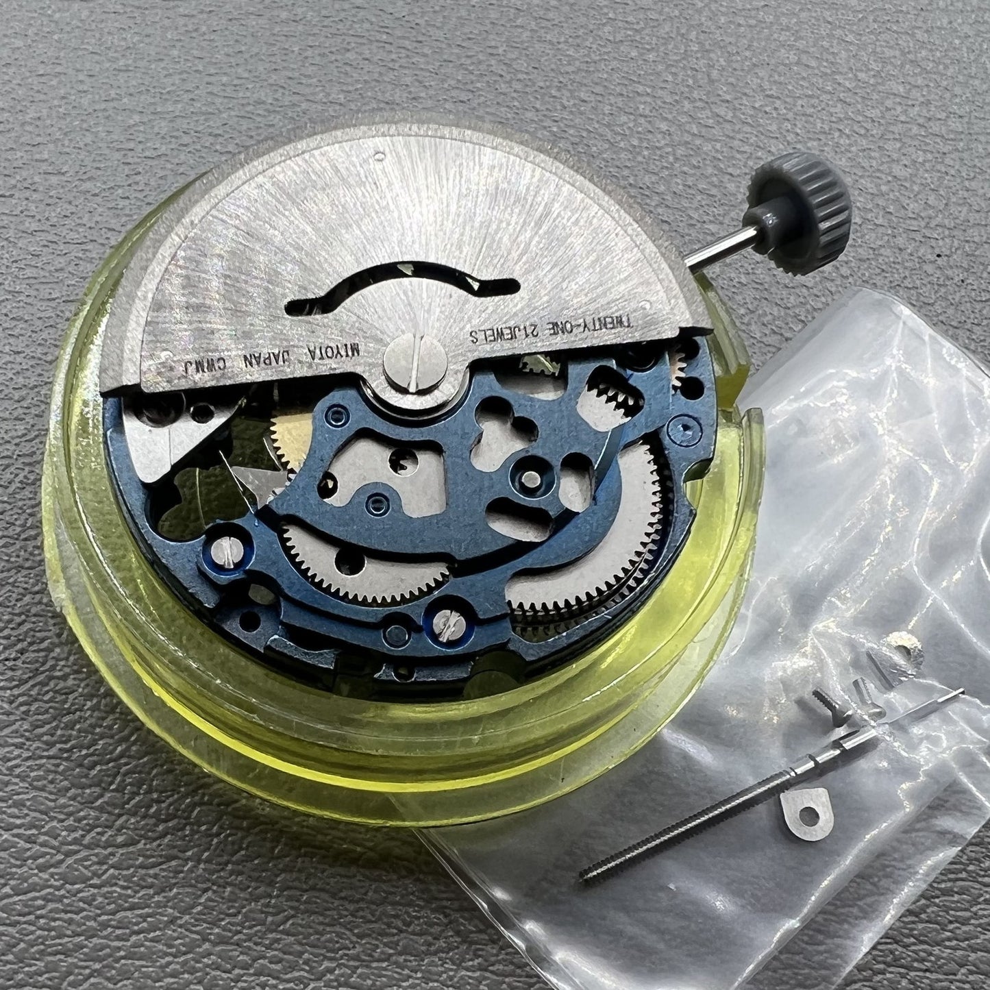 Miyota 8N24 blue hollow automatic watch movement for precise mechanical timekeeping accuracy