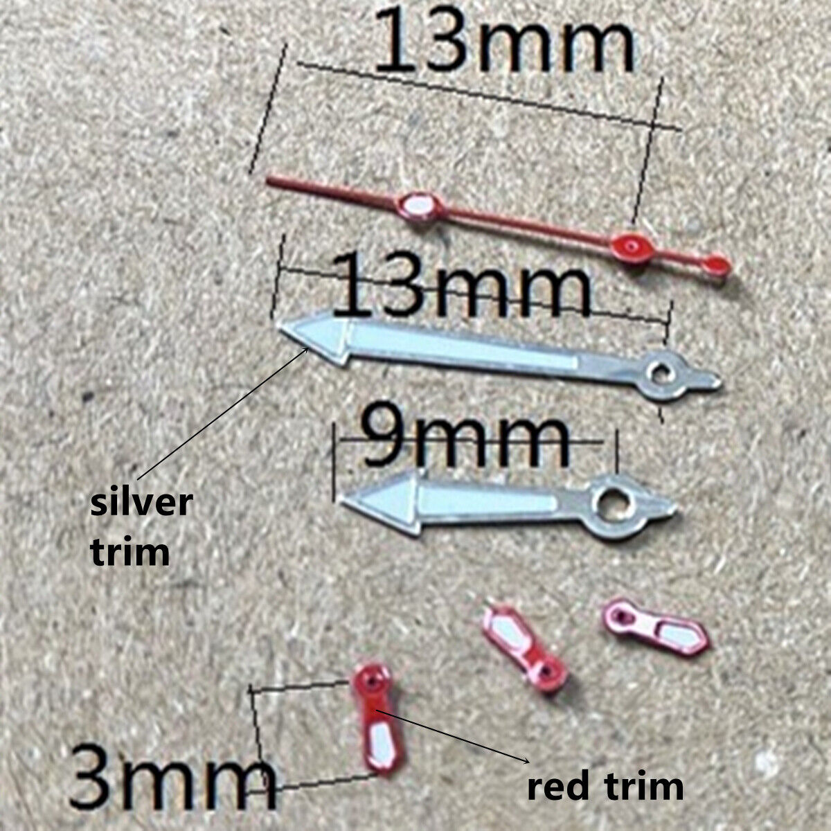 13 mm roter Sekundenzeiger mit grüner Leuchtmasse für VD53 VD54 VD57 Uhrwerk