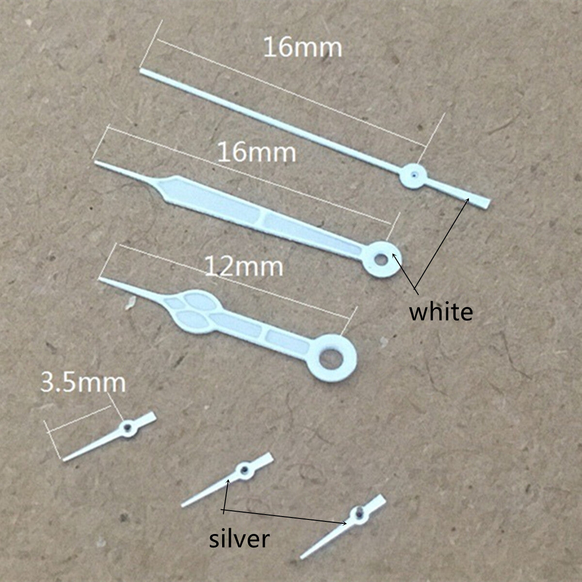 16mm white trim green luminous watch hands for Miyota OS10 OS20 OS60 OS80 models, precise fit.