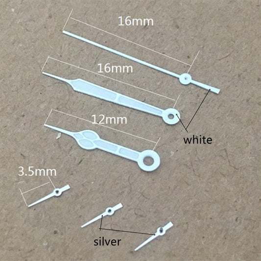 16mm white trim green luminous watch hands for Miyota OS10 OS20 OS60 OS80 models, precise fit.