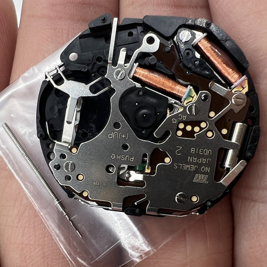 Hattori Epson VD31A quartz watch movement, precision Japanese craftsmanship for timekeeping accuracy.