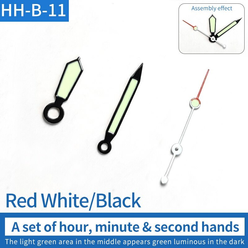 Aiguilles de montre vertes lumineuses pour réparation de montres à mouvement NH35/NH36