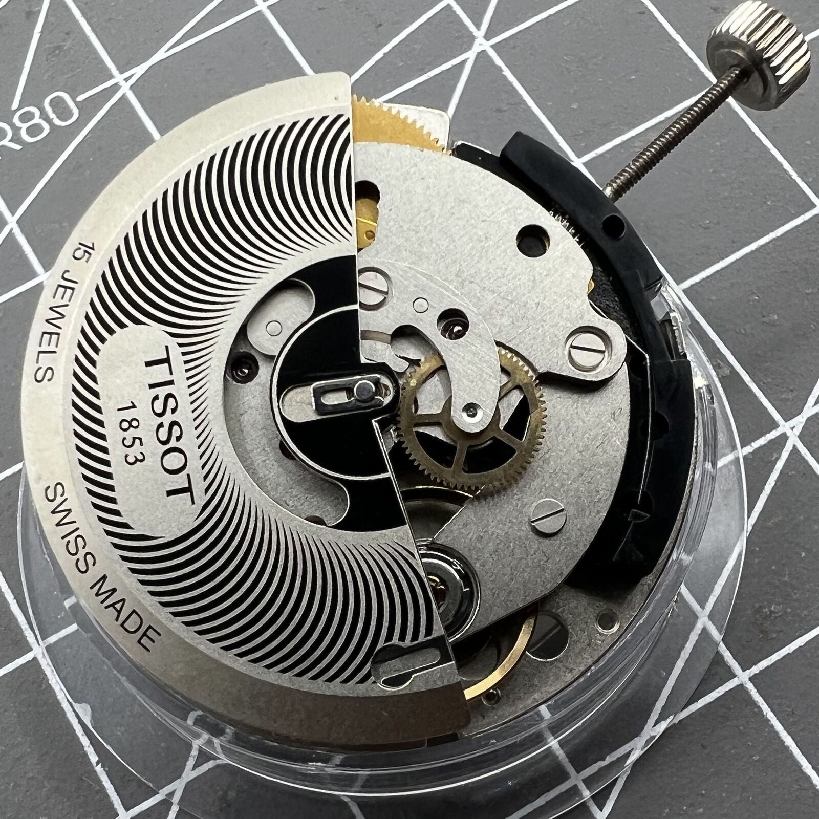 Tissot ETA C01.211 Swiss chronograph movement with white dial, premium watch accessory for precision timing.