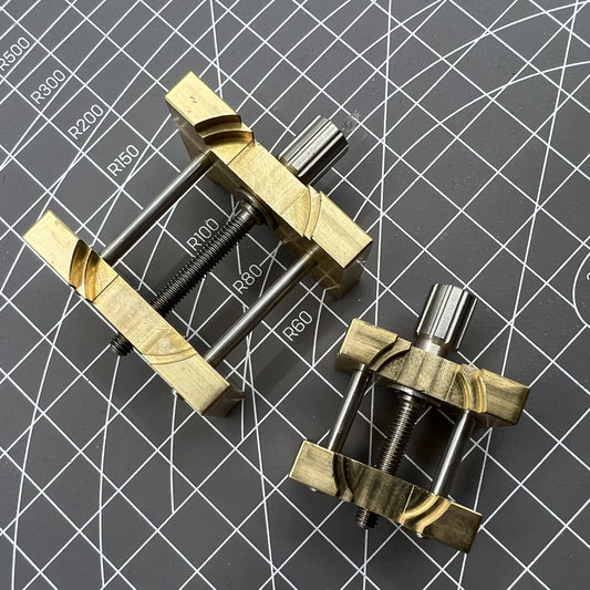Vintage 2-piece copper watch movement holder clamp for precise watchmaker repairs