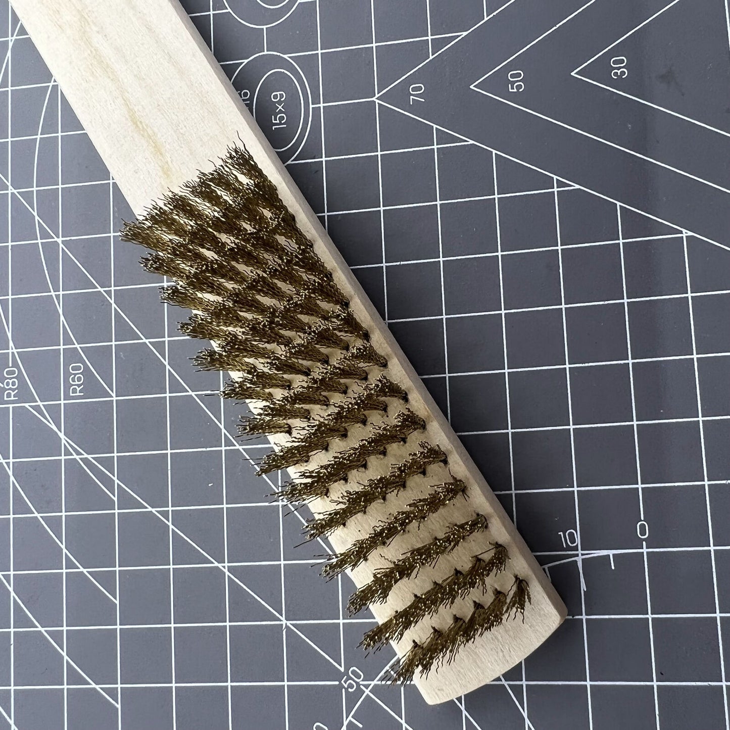 Copper Wire Brush Rust Removal Wooden Handle Metal Cleaning Jewelry Making Tool