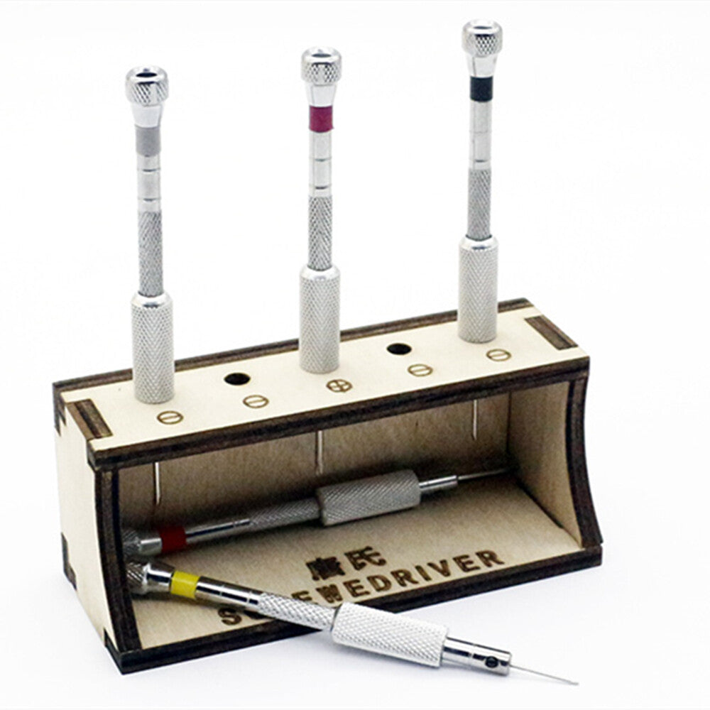 5pcs/set Steel Screwdrivers with Rotary Stand Base Jewelry Watch Repair Tool