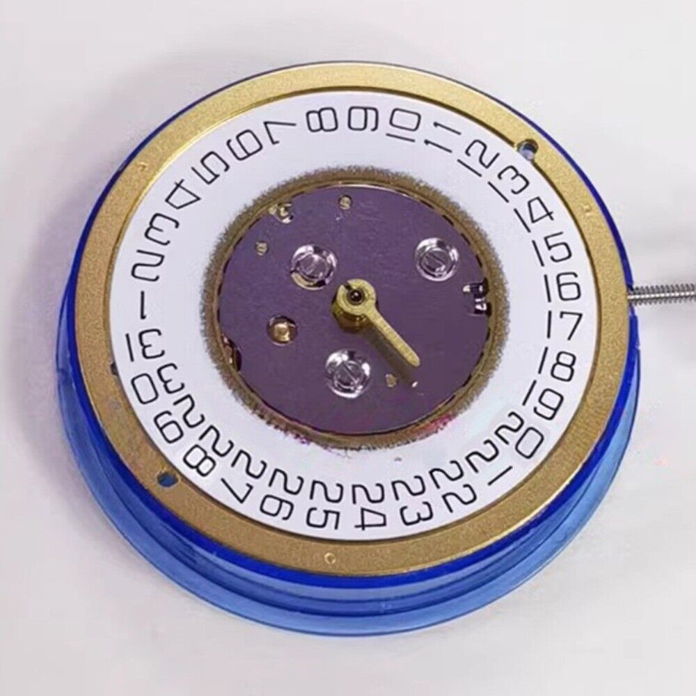 Close-up of Swiss Made ISA 230 quartz watch movement with 3 hands and single calendar at 3, premium watch part.