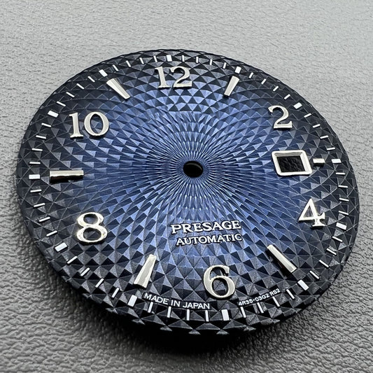 Silver 35mm Gradual Blue Nail Datejust Watch Dial for NH35/NH36 movement, no lume