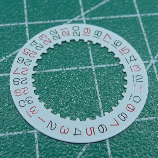 Replacement red date disk wheel showing odd numbers for RLX 3135 movement, compatible watch accessory.