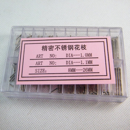 300pcs Stainless Steel Watch Bracelet Pins Friction Bar Assortment, Sizes 8-26mm, Durable Repair Parts