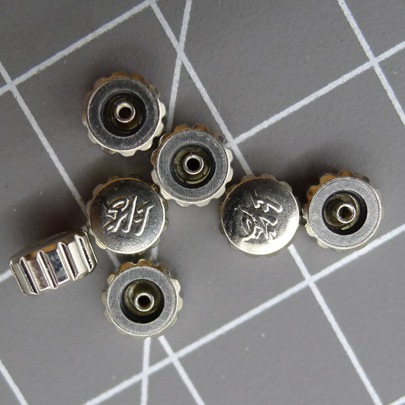 1. Flat shape watch crown set with logo, compatible with Shanghai 7120 movement, Generic brand.