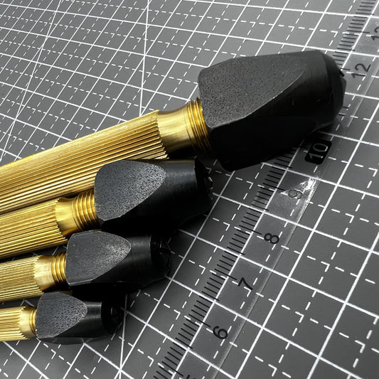Swiss Horotec MSA02.026 pin vice set with 4 square heads for precise watch accessory handling.