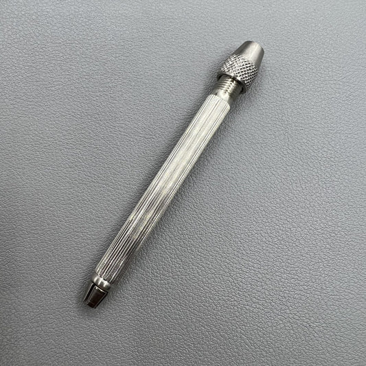 Swiss Bergeon 1842-18A pin vise with dual chucks for precise watch accessory repairs and adjustments.