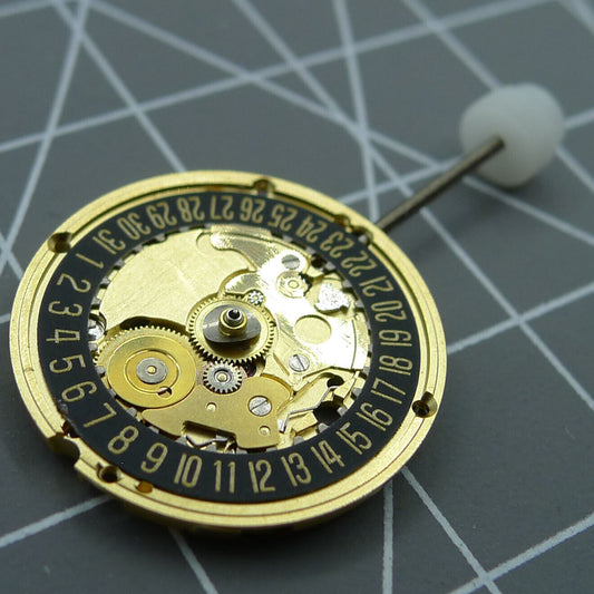 ETA 256.111 Swiss quartz watch movement by V8, black dial for precise timekeeping.