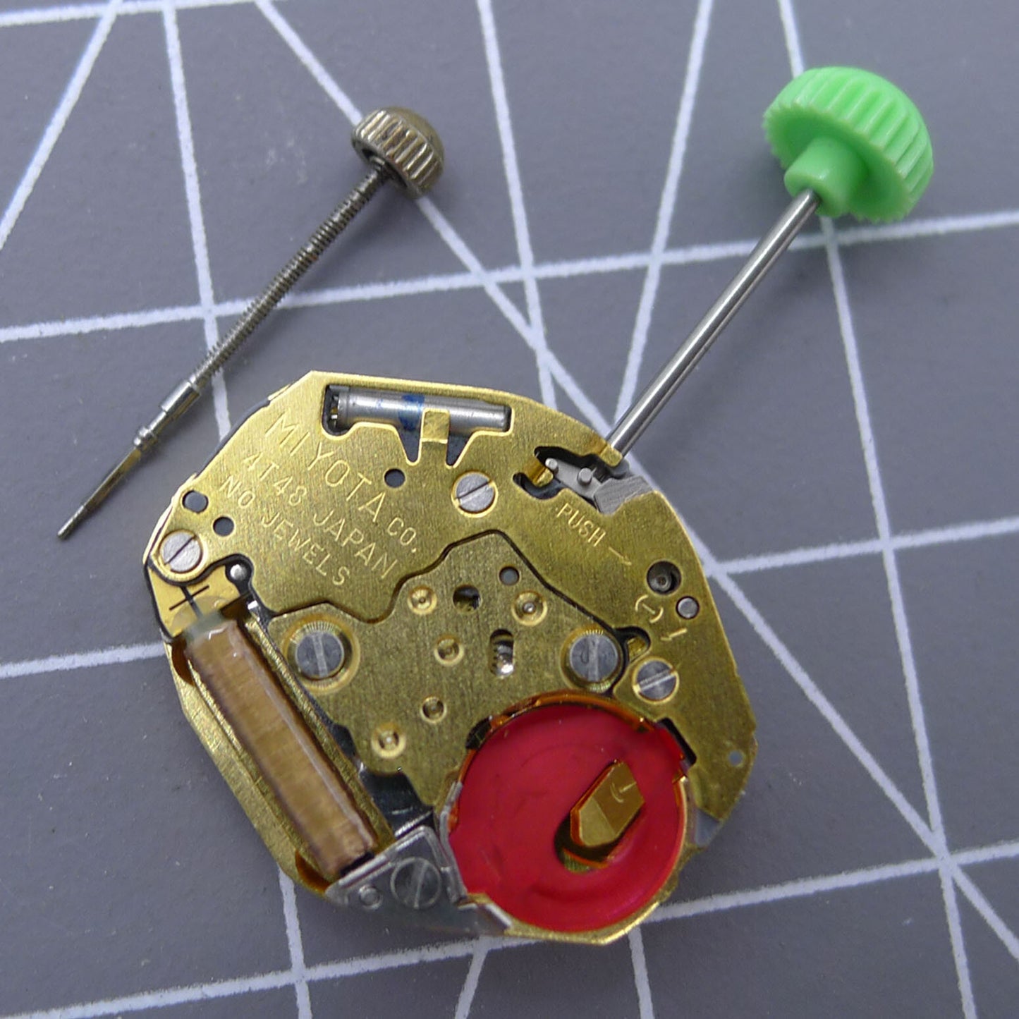 Miyota 4T48 Japan quartz movement with 2 hands, precise watch repair component by Miyota.