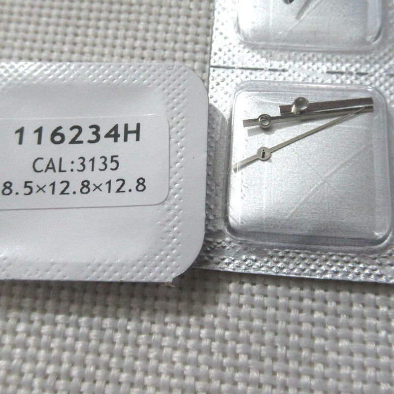 High Pinion 116233H classic watch hands set for 3135 movement with hour, minute, and second hands.