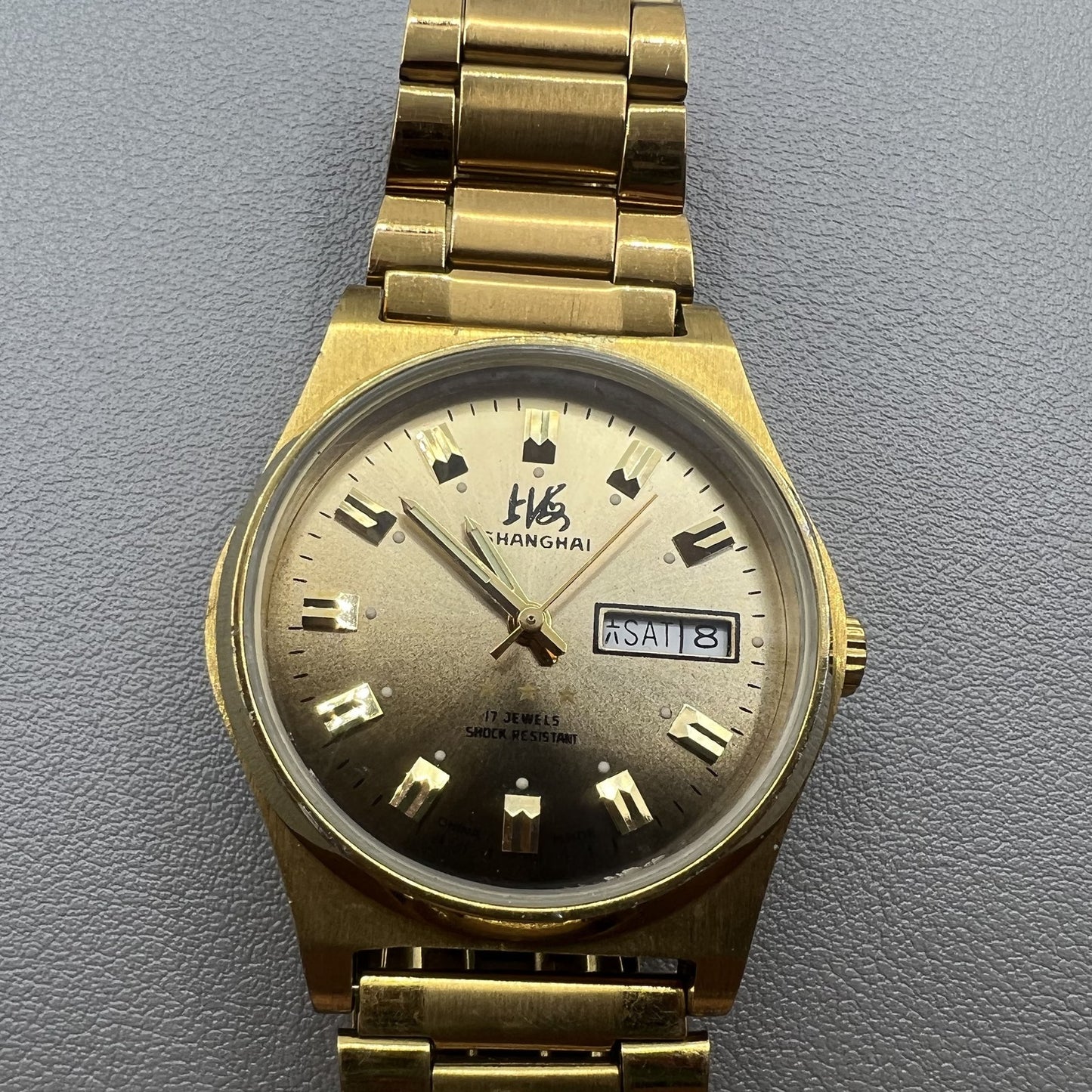 Shanghai Factory Made Manual Mechanical Watch Dark Brown Dial Double Calendar