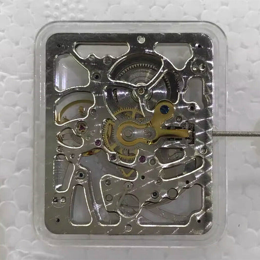 Hollow Square Hangzhou 2189 watch movement manual chain-up showcasing intricate craftsmanship by Hangzhou brand.