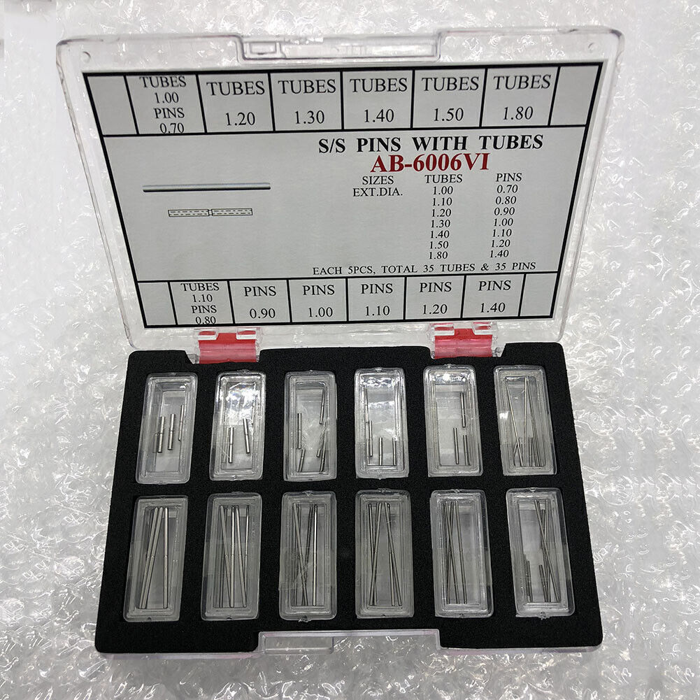 Broches de pression en acier inoxydable avec tubes pour bracelet de montre AB-6006VI, 60 pièces/boîte