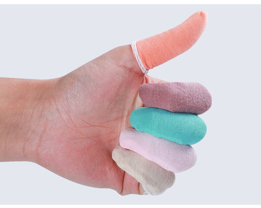 Mixed color cotton finger cots set for watch repair, natural disposable protection.
