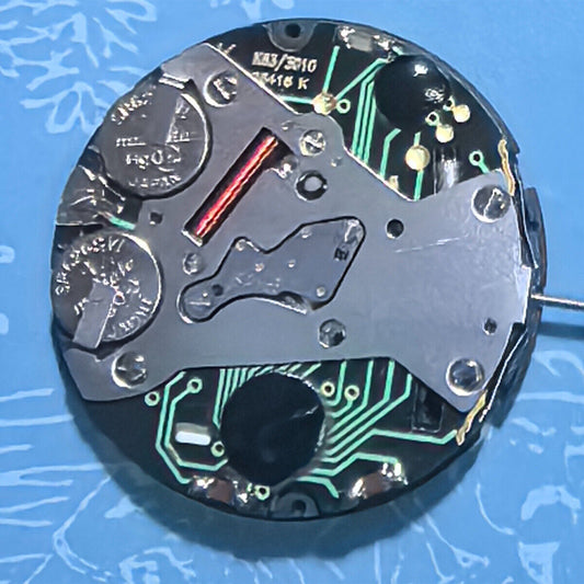 Swiss Made ISA K63 quartz watch movement with 3 hands display and dual battery power for precision.
