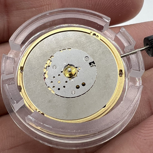 Original ETA F05.101 quartz watch movement with 2 hands, no date, precision Swiss craftsmanship.