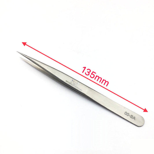 VETUS SA Series stainless steel non-magnetic tweezers for precise watch repair and replacement tasks.