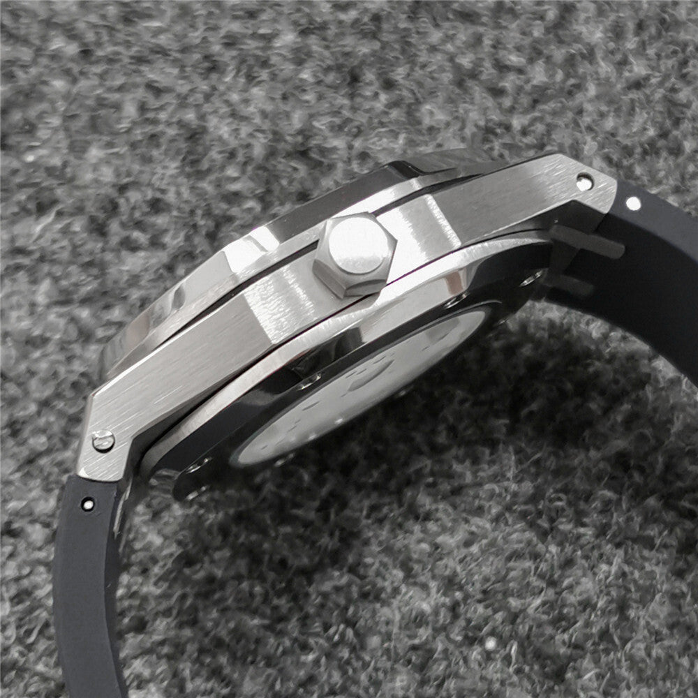 Boîtier de montre en verre saphir 41 mm + bracelet pour montre NH35/NH36 avec bracelet en caoutchouc