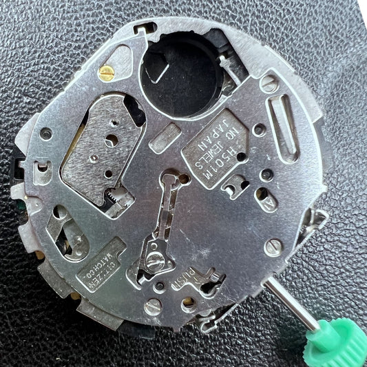 Japan Citizen Solar Movement H501M close-up showcasing precise watch mechanism components.