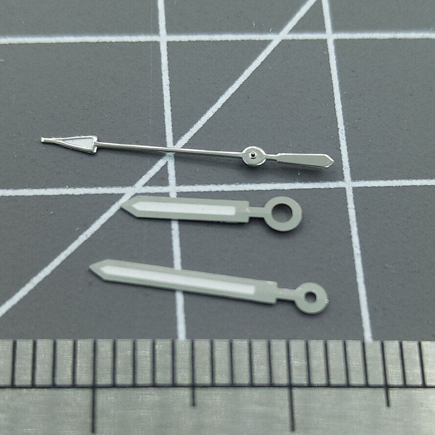 Aiguilles de montre 12 mm, finition argentée, forme de flèche, luminescentes, pour Miyota 2315, 2035, 2036, 2115, 2305