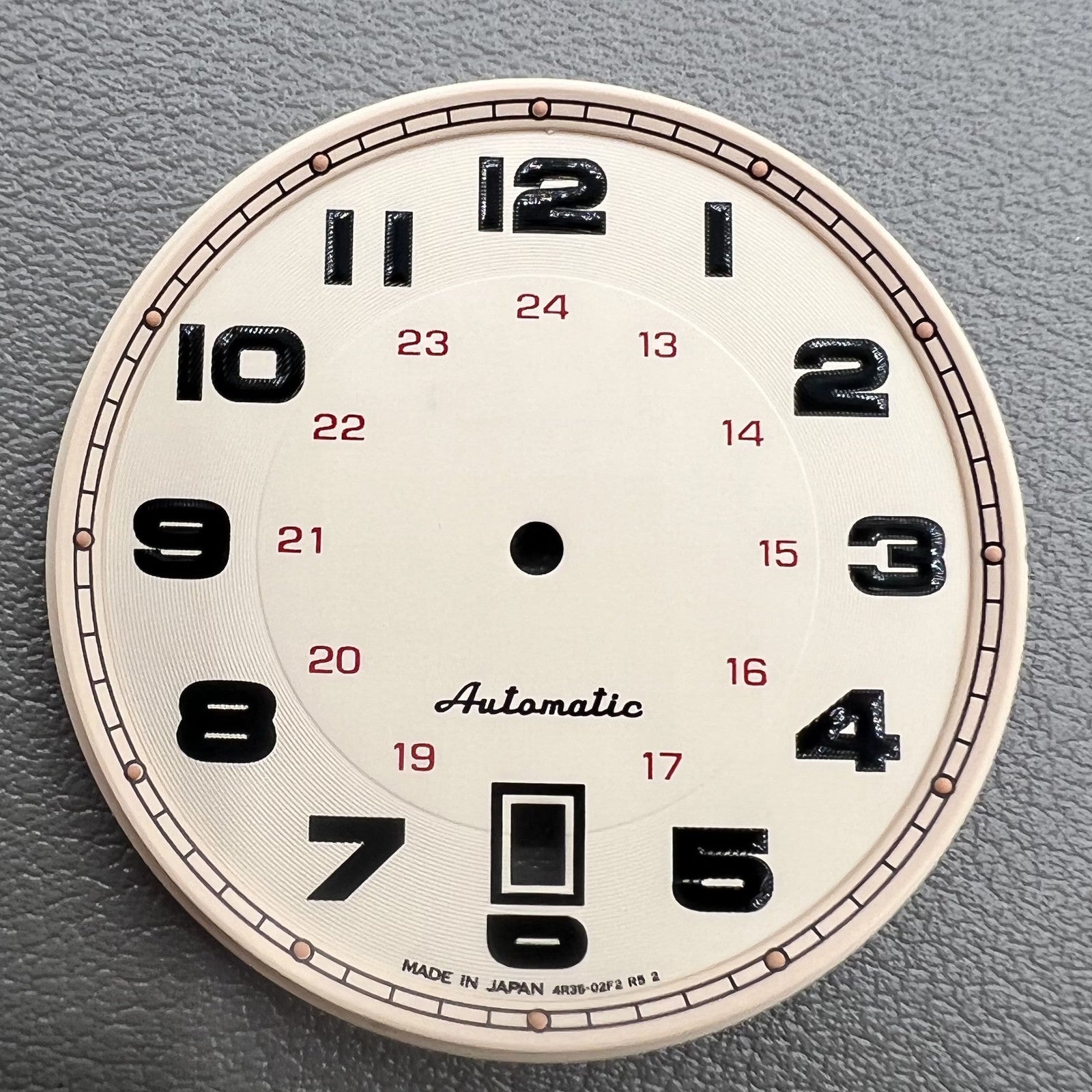 36mm Light Brown Vintage Watch Dial, no lume, modified for NH35 movement, ideal for custom watch builds.