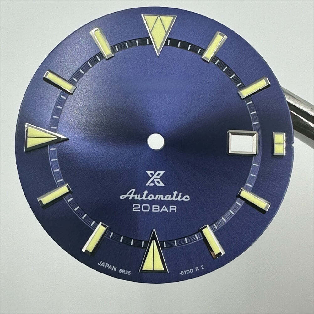 Blue Dial Silver Trim Watch Dial Green Lume for Miyota 8215 8200 Nail Datejust