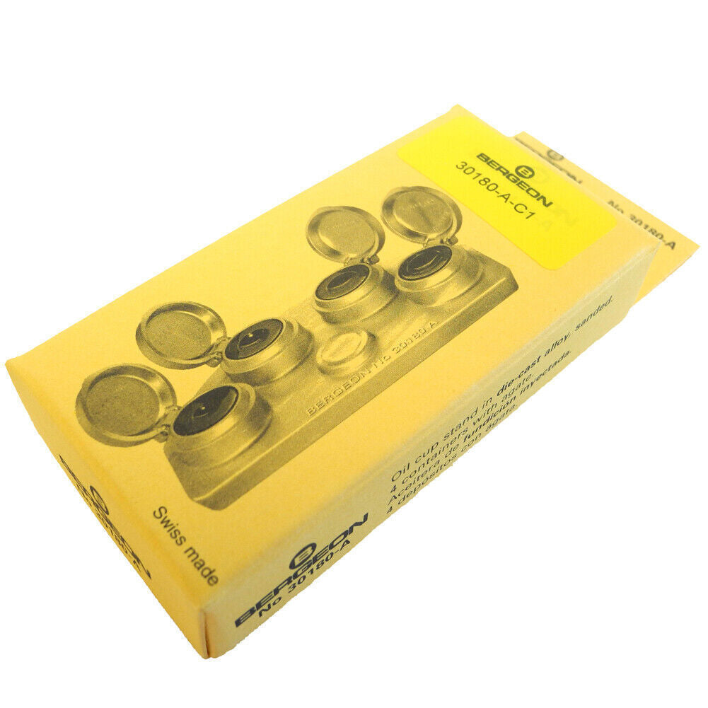 Bergeon 30180-A-C1 Oil Cups Stand in Die-cast Alloy 4 Containers Swiss Made