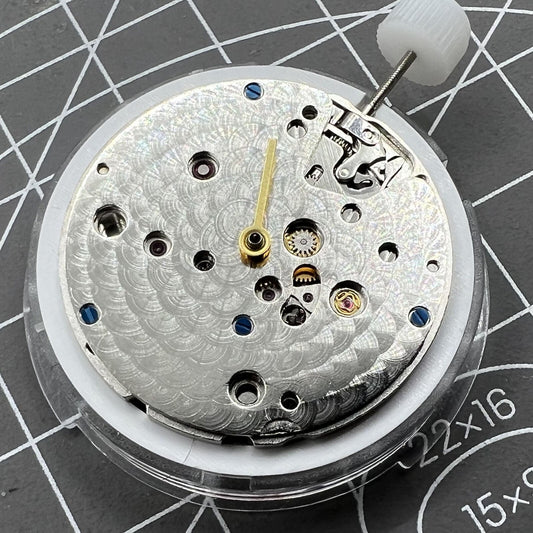 SA 3130 watch movement with blue balance spring, mechanical automatic mechanism by SA brand.