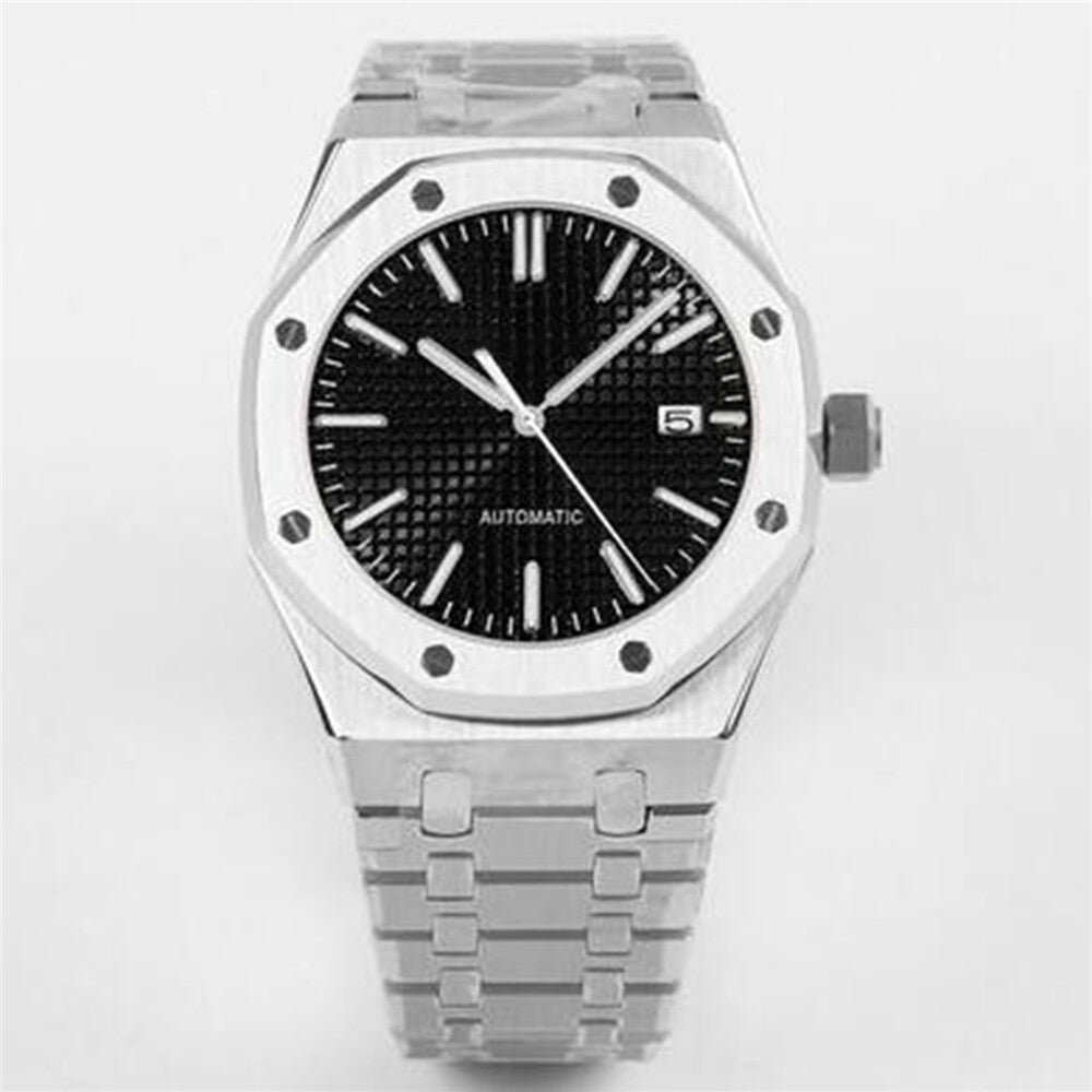Montre mécanique pour homme 41 mm, boîtier en acier inoxydable + mouvement NH35, verre saphir