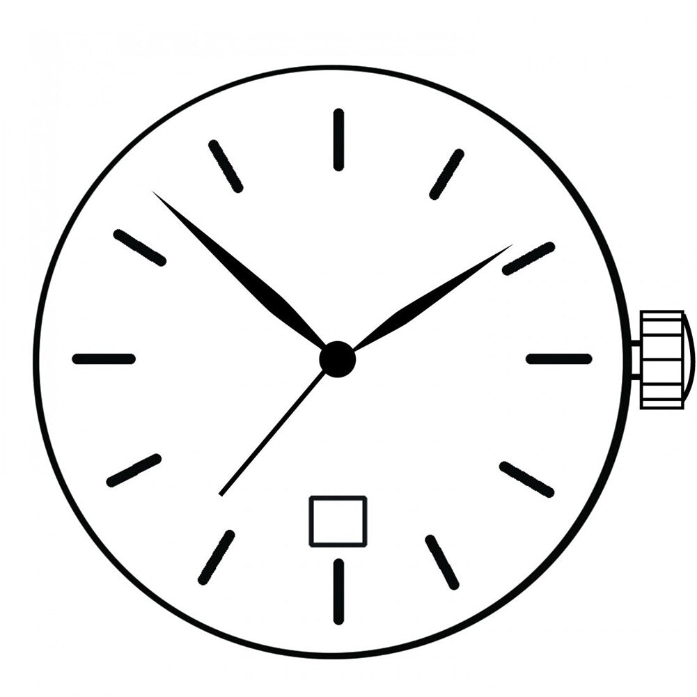 Swiss Made ETA 805.112 quartz watch movement with 3 hands and date display at 3 o'clock for accurate timing.