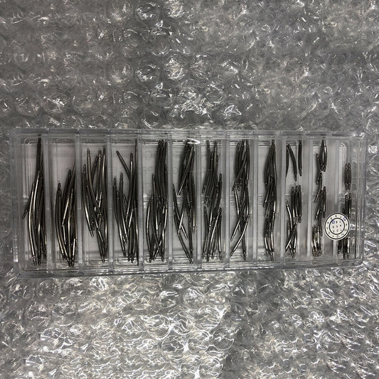 Curve S/S Double Flange 1.5mm spring bars, 120PCS kit for watch accessories. Durable fit.