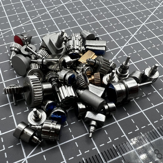 Mixed watch push buttons assortment, 50 pieces per pack, ideal for watch repair and replacement