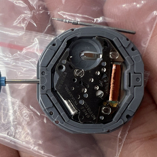Original Japan MIYOTA 6M95 quartz watch movement with multifunctional features for precise timekeeping.