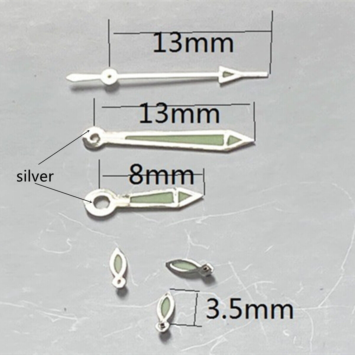 13 mm silberner Rand, grüne Leuchtzeiger für Miyota OS10 OS20 OS22 OS60 OS80