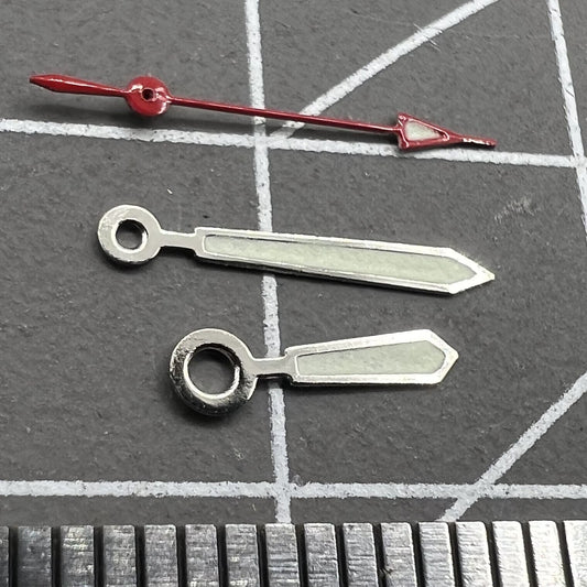 14mm silver-trimmed green luminous watch hands set for Miyota 2035 movement