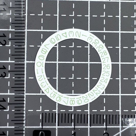 2 Stück weiße Hintergrund hellgrüne Zahlen Scheibe Datumsring für NH35 NH36