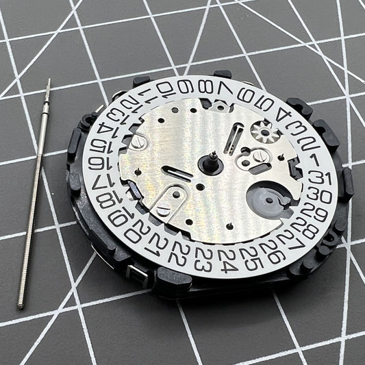 Hattori Epson VR33B quartz movement for watches, precision Japanese craftsmanship for reliable timekeeping.