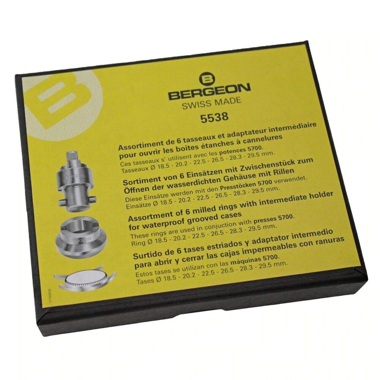 Bergeon 5538 6 Chucks With Intermediate Holder For Waterproof Grooved Cases