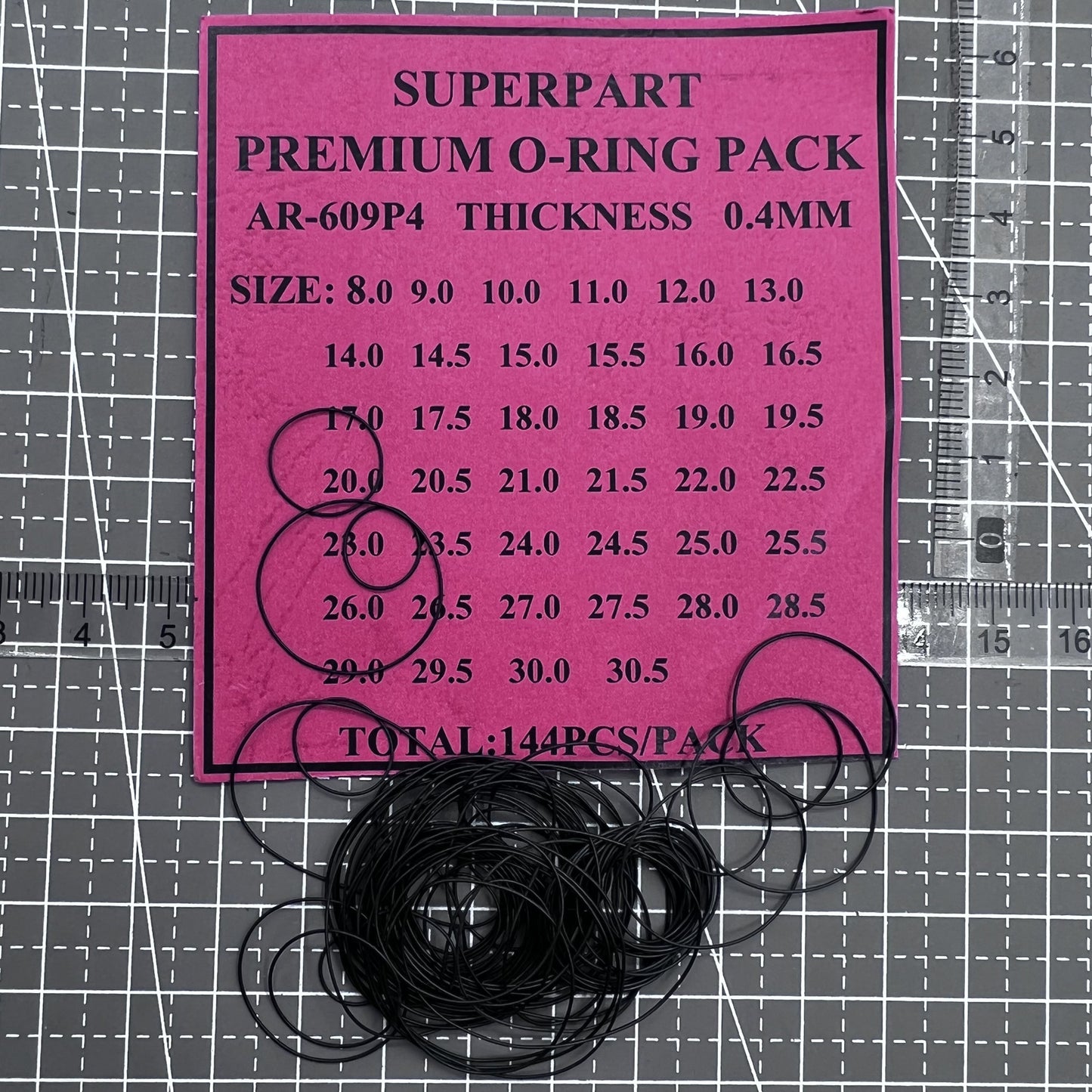 144pcs 0.4mm Thickness 40 Sizes Waterproof O Ring Kit Watch Back Gasket Washers