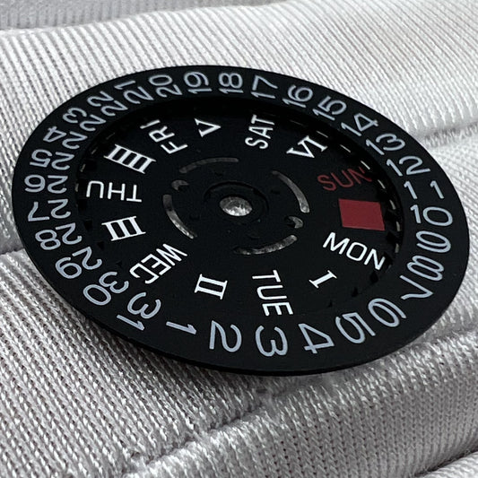 Black Roman and English font date disk wheel for NH36 movement at 3.8 position, watch accessory.