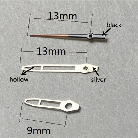 Silver trim hollow arrow watch hands for Miyota 2315 and 2035 series, precise accessory.
